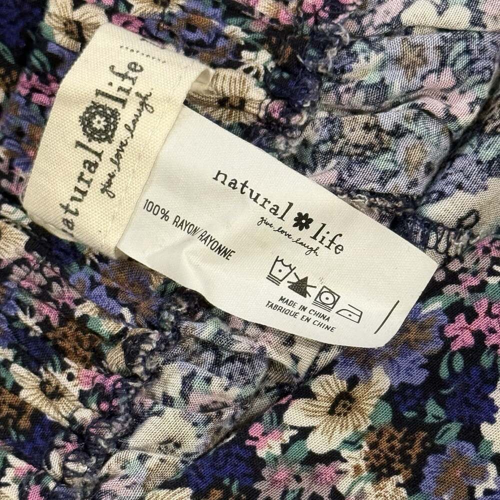 Natural Life Sz L Wide Leg Floral Palazzo Pants Boho Festival Floral Purple - Picture 5 of 10